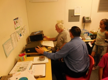 David and Arnie preparing the radios for an afternoon of contacts with the DGE ARC students.